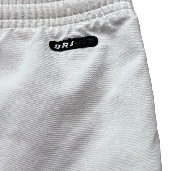 Vtg Nike 90s White Lightweight Canvas Dri Fit Tennis Shorts Medium Brown Swoosh - Picture 3 of 6